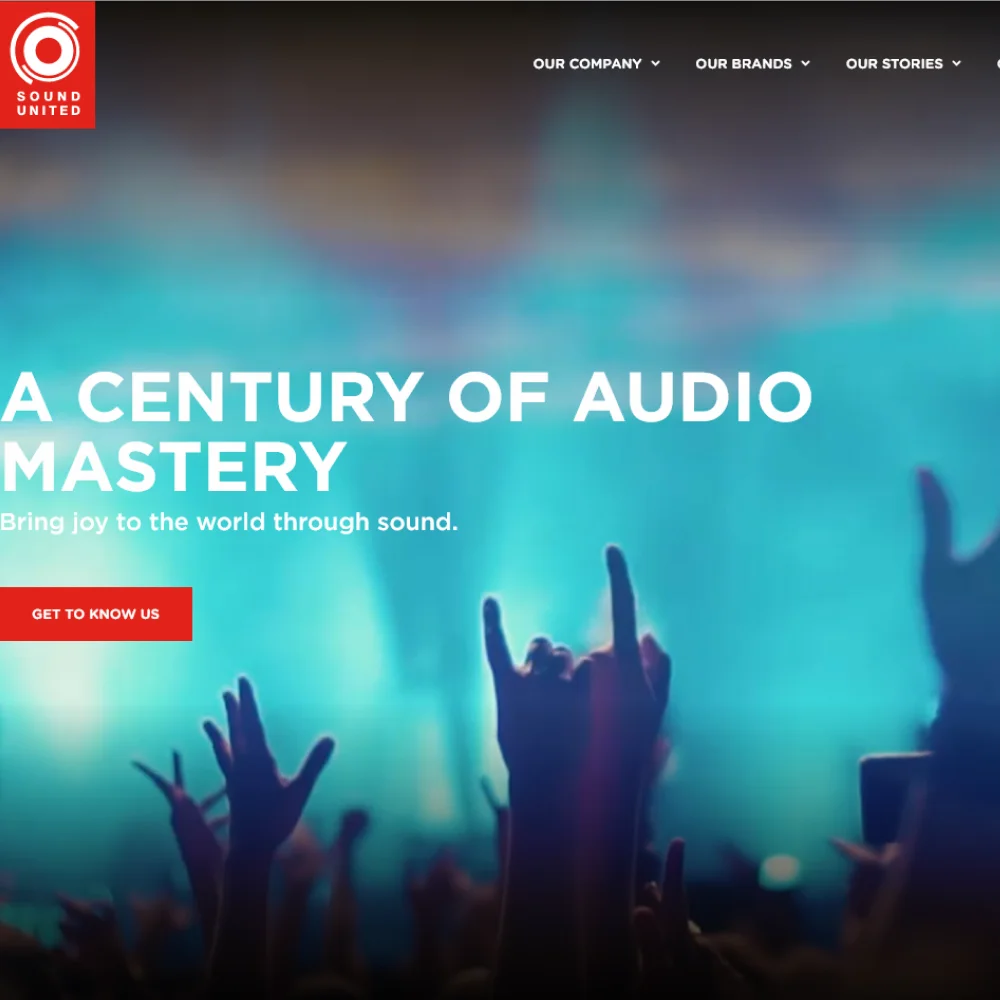 Screenshot of Sound United home page