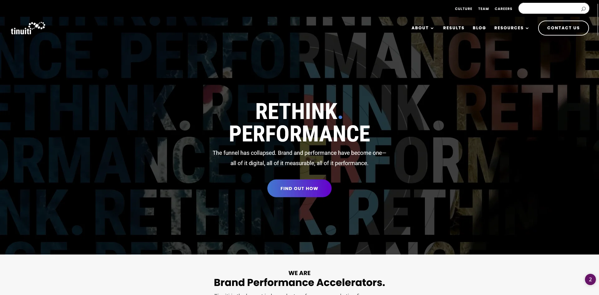 Screenshot of Tinuiti's old website